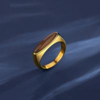 Пальцевидное Кольцо Титановой Стали, титан, с Агат, ювелирные изделия моды & Женский, 5.5mm, продается PC