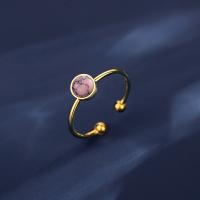 Пальцевидное Кольцо Титановой Стали, титан, с бирюза, ювелирные изделия моды & Женский, золотой, не содержит никель, свинец, 5.9x5.9mm, продается PC