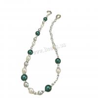 Plastik-Perlenkette, Kunststoff Perlen, mit Messing, handgemacht, Modeschmuck & für Frau, weiß, Länge:ca. 40 cm, verkauft von PC