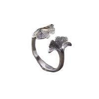 Brass δάχτυλο του δακτυλίου, Ορείχαλκος, Φύλλα Ginkgo, επιχρυσωμένο, κοσμήματα μόδας & για άνδρες και γυναίκες, αρχικό χρώμα, Sold Με PC