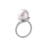 Messing Fingerring, mit Kunststoff Perlen, plattiert, für Frau, Silberfarbe, verkauft von PC