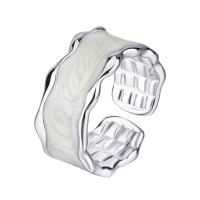 Brass prst prsten, Mosaz, á, unisex & epoxy samolepky, stříbro, Prodáno By PC