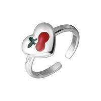Brass Finger Ring Cherry plated for woman & epoxy gel platinum color Sold By PC
