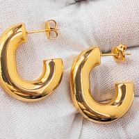 Edelstahl Ohrringe, 304 Edelstahl, plattiert, Modeschmuck & für Frau, Goldfarbe, verkauft von Paar