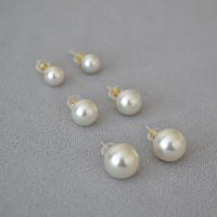 Bijoux boucles d'oreilles, perle de plastique, Rond, bijoux de mode & normes différentes pour le choix & pour femme, blanc, Vendu par paire