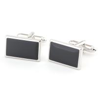 Cufflinks, Brass, Rectangle, silver color plated, 2 pieces & for man, nickel, lead & cadmium free, 21x13mm, Sold By Set