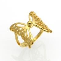 Brass δάχτυλο του δακτυλίου, Ορείχαλκος, Πεταλούδα, χρώμα επίχρυσο, κοσμήματα μόδας & για τη γυναίκα & κοίλος, νικέλιο, μόλυβδο και κάδμιο ελεύθεροι, 17mm, Sold Με PC