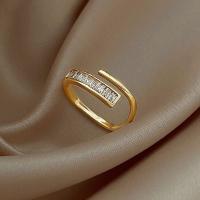Kubisk Circonia Micro bane messing Ring, guldfarve belagt, mode smykker & Micro Pave cubic zirconia & for kvinde, nikkel, bly & cadmium fri, 17mm, Solgt af PC