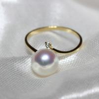 Cubique anneau en laiton Circonia Micro Pave, avec perle de plastique, Placage de couleur d'or, bijoux de mode & pavé de micro zircon & pour femme, protéger l'environnement, sans nickel, plomb et cadmium, 17mm, Vendu par PC