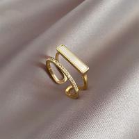 Ring Finger mosiądz, Platerowane w kolorze złota, biżuteria moda & dla kobiety & z kamieniem, bez zawartości niklu, ołowiu i kadmu, 17mm, sprzedane przez PC