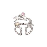 Ring Finger mosiądz, Platerowane w kolorze srebra, biżuteria moda & dla kobiety & z kamieniem, bez zawartości niklu, ołowiu i kadmu, 17mm, sprzedane przez PC