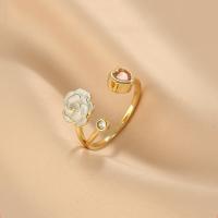 Brass Finger Ring, gold color plated, fashion jewelry & for woman & with rhinestone, nickel, lead & cadmium free, 17mm, Sold By PC
