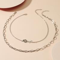 Zinc Alloy Jewelry Necklace silver color plated 2 pieces & fashion jewelry & for woman silver color Length 21-50 cm Sold By Set