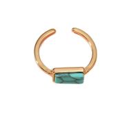 Zinc Alloy Teen Ring, met turkoois, gold plated, mode sieraden & voor vrouw, twee verschillende gekleurde, 14mm, Verkocht door PC