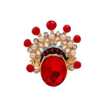 Zinklegering ringen, Zinc Alloy, met Plastic Pearl, gold plated, mode sieraden & voor vrouw & glazuur & met strass, multi-gekleurde, 17mm, Verkocht door PC