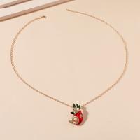 Zinc Alloy Jewelry Necklace gold color plated Christmas Design & fashion jewelry & for woman & enamel & with rhinestone two different colored Length 21-50 cm Sold By PC