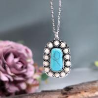 Tibetan Style Jewelry Necklace, with Turquoise, with 5cm extender chain, antique silver color plated, vintage & fashion jewelry & for woman, mixed colors, nickel, lead & cadmium free, Length:Approx 45 cm, Sold By PC