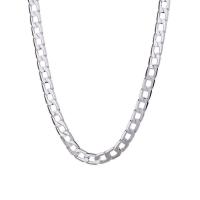 Colares de esterlina de prata, 925 de prata esterlina, with 5cm extender chain, joias de moda & comprimento diferente para a escolha & unissex, prateado, 6mm, vendido por PC