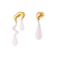 asymmetrische oorbellen, Zinc Alloy, gold plated, mode sieraden & voor vrouw & glazuur, meer kleuren voor de keuze, nikkel, lood en cadmium vrij, 13.8x38.6mm,7.7x27.4mm, Verkocht door pair