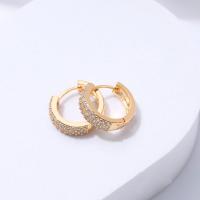 Cubic Zirconia Micro Pave Brass Earring, Donut, plated, fashion jewelry & micro pave cubic zirconia & for woman, more colors for choice, nickel, lead & cadmium free, 6x15mm, Sold By Pair