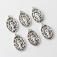Tibetan Style Flat Oval Pendants, antique silver color plated, vintage & DIY, nickel, lead & cadmium free, 16x25mm, Approx 100PCs/Bag, Sold By Bag