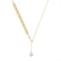 925 Sterling Silver Necklaces, with Plastic Pearl, with 1.97inch extender chain, Wheat, plated, fashion jewelry & for woman, more colors for choice, nickel, lead & cadmium free, Length:Approx 15.74 Inch, Sold By PC