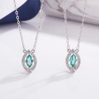 925 Sterling Silver Necklaces with 1.97inch extender chain fashion jewelry & for woman & with rhinestone nickel lead & cadmium free Length Approx 15.74 Inch Sold By PC