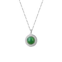 Cubic Zircon Micro Pave 925 Sterling Silver Necklace with Chalcedony with 1.97inch extender chain fashion jewelry & micro pave cubic zirconia & for woman nickel lead & cadmium free Length Approx 15.74 Inch Sold By PC