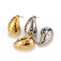 Boucle d'oreille de gaujon en acier inoxydable, Acier inoxydable 304, bijoux de mode & pavé de micro zircon & pour femme, plus de couleurs à choisir, 26.70x15.90mm, Vendu par paire