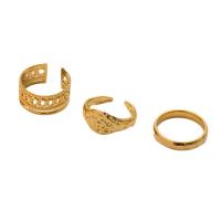 Stainless Steel Finger Ring 304 Stainless Steel plated three pieces & fashion jewelry & for woman golden Sold By Set