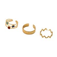 Tűzzománc Rozsdamentes acél Ujj gyűrű, 304 rozsdamentes acél, galvanizált, három darab & a nő, aranysárga, Által értékesített Set
