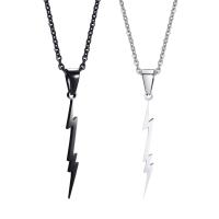 Stainless Steel Jewelry Necklace, 304 Stainless Steel, Lightning Symbol, Vacuum Ion Plating, fashion jewelry & different styles for choice & for man, more colors for choice, 40*5.5mm, Length:Approx 23.62 Inch, Sold By PC