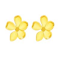 Titanium Steel  Earring petals plated fashion jewelry & for woman golden Sold By Pair