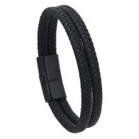 PU Leather Cord Bracelets zinc alloy magnetic clasp plated vintage & for man Length 21.5 cm Sold By PC