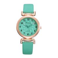 Women Wrist Watch PU Leather with 304 Stainless Steel & Zinc Alloy Round rose gold color plated fashion jewelry & Chinese movement & for woman Length Approx 245 mm Sold By PC