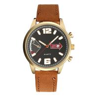 Men Wrist Watch PU Leather with Glass & 304 Stainless Steel & Zinc Alloy Round plated fashion jewelry & Chinese movement & for man Length Approx 262 mm Sold By PC