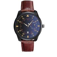 Men Wrist Watch PU Leather with Glass & 304 Stainless Steel & Zinc Alloy Round plumbum black color plated fashion jewelry & Chinese movement & for man Length Approx 255 mm Sold By PC
