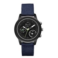 Men Wrist Watch, Canvas, with Glass & 304 Stainless Steel & Tibetan Style, Round, plumbum black color plated, fashion jewelry & Chinese movement & for man & luminated, more colors for choice, 41x9mm, Length:Approx 245 mm, Sold By PC