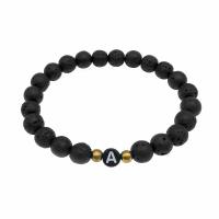 Gemstone Bracelets Lava with Zinc Alloy gold color plated Unisex 8mm Length Approx 20 cm Sold By PC