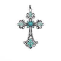 Zinc Alloy Cross Pendants with turquoise & Amethyst silver color plated DIY & with rhinestone Sold By PC