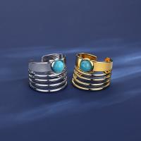 Titanium Čelik Finger Ring, s tirkiz, modni nakit & za žene, više boja za izbor, nikal, olovo i kadmij besplatno, 17.2mm, Prodano By PC