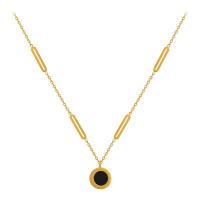 Titanstahl Halskette, mit Schwarze Muschel & Weiße Muschel, mit Verlängerungskettchen von 5CM, plattiert, Modeschmuck & für Frau, keine, Länge ca. 40 cm, verkauft von PC