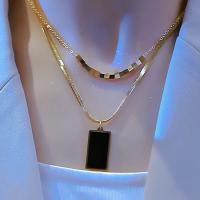 Titanium Steel Necklace plated for woman & enamel gold 38/44+5CM Sold By PC
