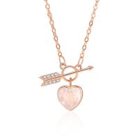Cubic Zircon Micro Pave 925 Sterling Silver Necklace, with White Shell, with 5CM extender chain, Heart, plated, micro pave cubic zirconia & for woman, more colors for choice, Length:Approx 40 cm, Sold By PC