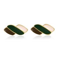 925 Sterling Silver Stud Earrings plated for woman & enamel 12mm Sold By Pair