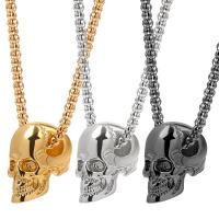 Zinc Alloy Necklace Skull plated Halloween Jewelry Gift & for man Length Approx 23.6 Inch Sold By PC