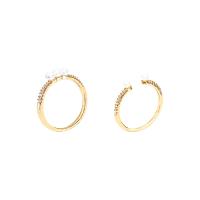 Sárgaréz Ring Set, -val Műanyag Pearl, arany színű aranyozott, 2 darab & mikro egyengetni cirkónia & a nő, Méret:11.5, Által értékesített Set