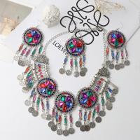 Tibetan Style Jewelry Set, with 1.97inch extender chain, antique silver color plated, three pieces & different styles for choice & for woman & with rhinestone, 50x110mm, Length:Approx 17.72 Inch, Sold By Set
