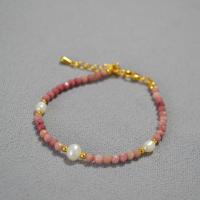 Ensembles de bijoux de perle d'eau douce de culture naturelle, perle d'eau douce cultivée, avec pierre gemme, avec 3cm chaînes de rallonge, fait à la main, bijoux de mode & pour femme, rose, Longueur:Environ 38 cm, Environ 16 cm, Vendu par PC