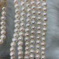 Perline perle d'acqua dolce naturale, perla d'acquadolce coltivata naturalmente, Leggermente rotondo, DIY, bianco, 6-7mm, Venduto per Appross. 37 cm filo